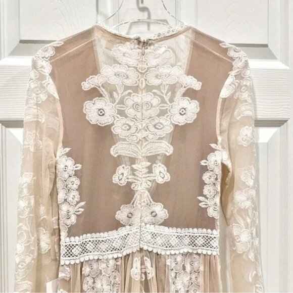 For Love & Lemons Ivory White Temecula Floral Lace Mesh Embroidered Maxi Dress - Picture 6 of 9